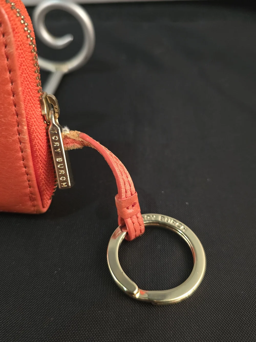 Tory Burch Orange Zip Card Case Keyring